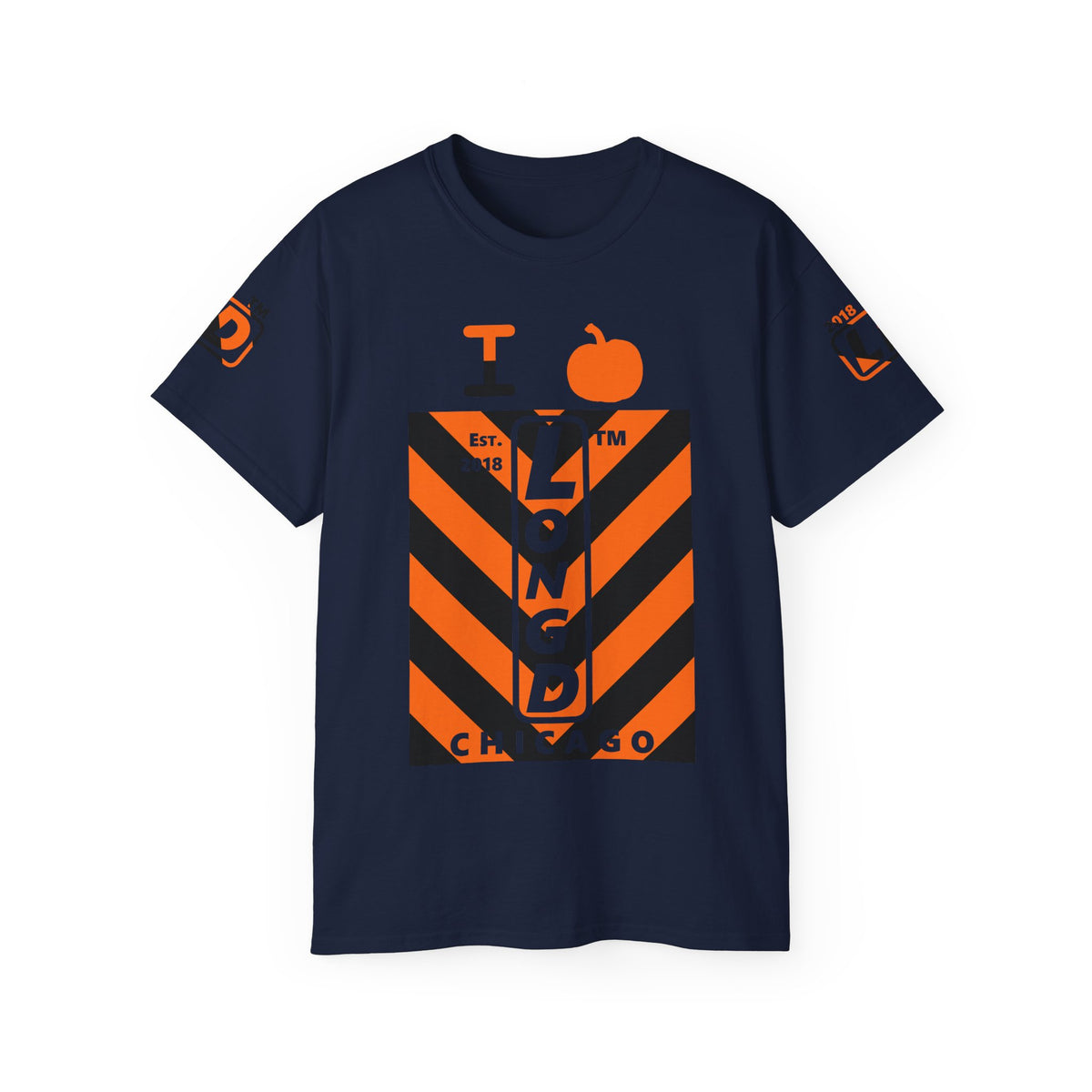 I pumpkin LongD Chicago negative upright downward chevron 4-print logo cotton tee