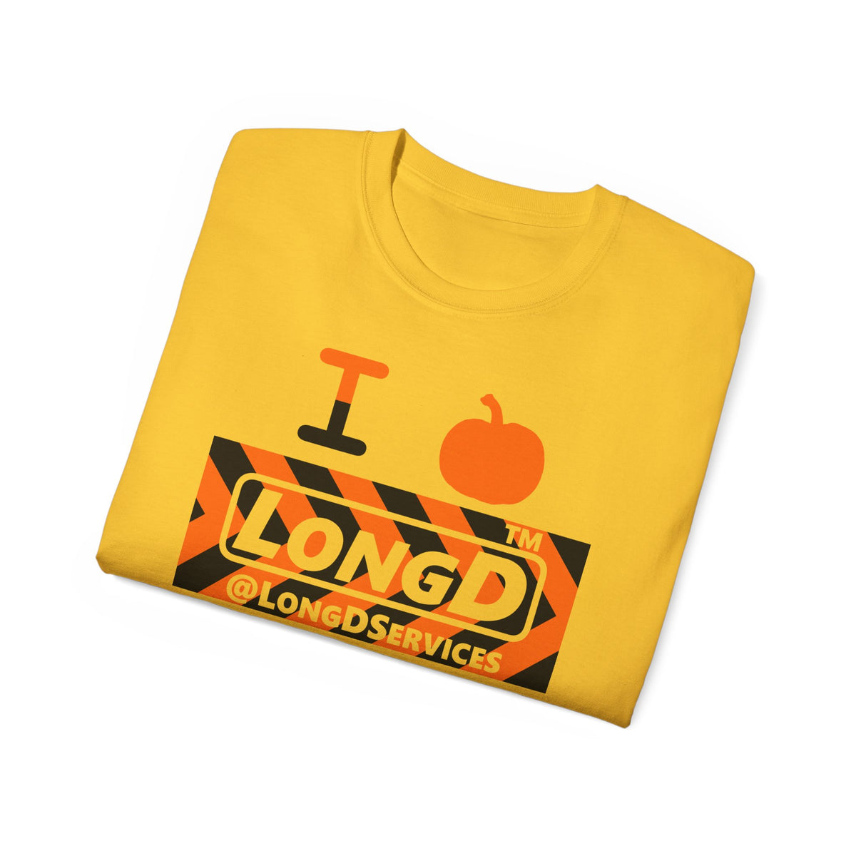 I pumpkin LongD Tag negative forward chevron logo cotton tee
