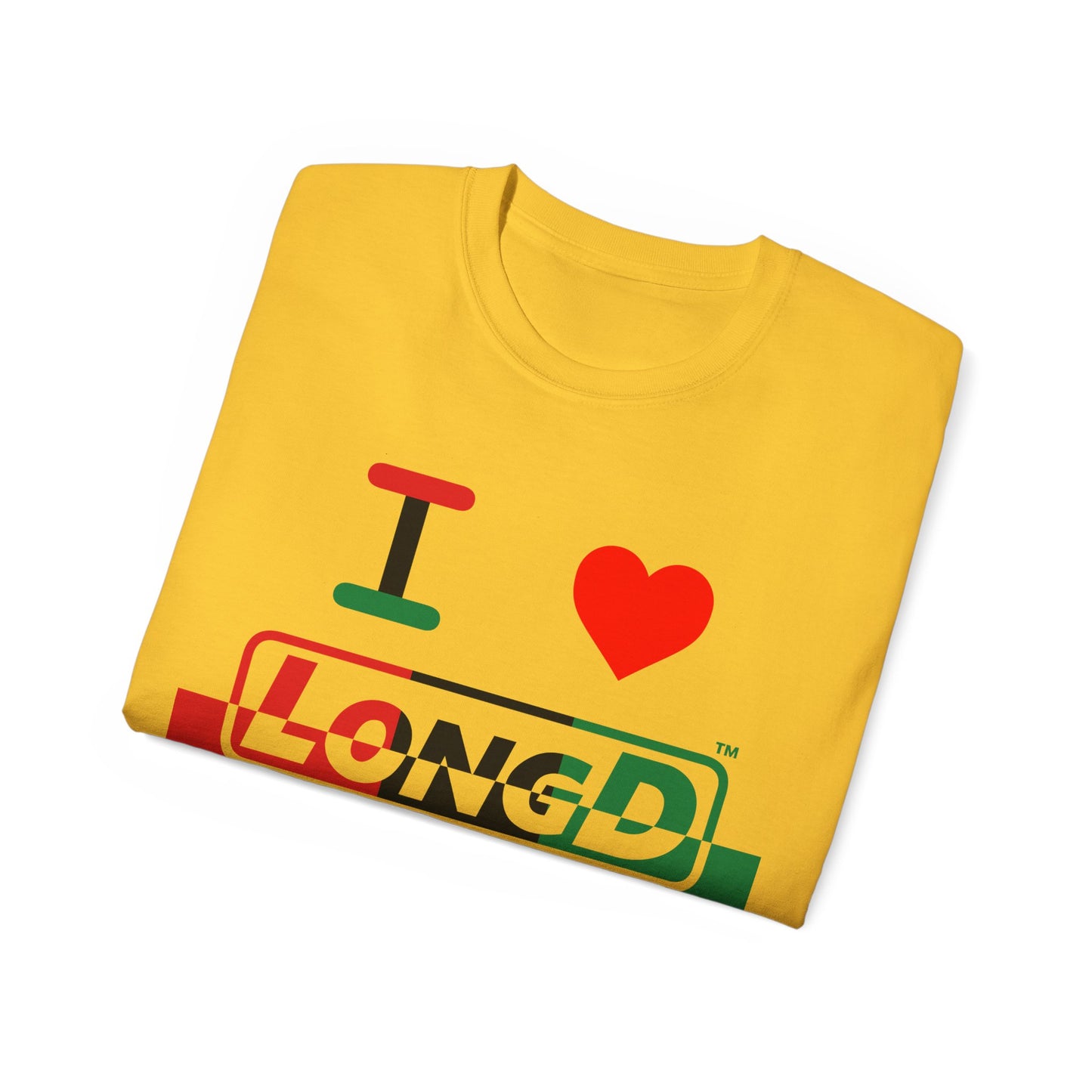 I Luv LongD® Logo Cotton Tee Juneteenth positive top negative bottom text