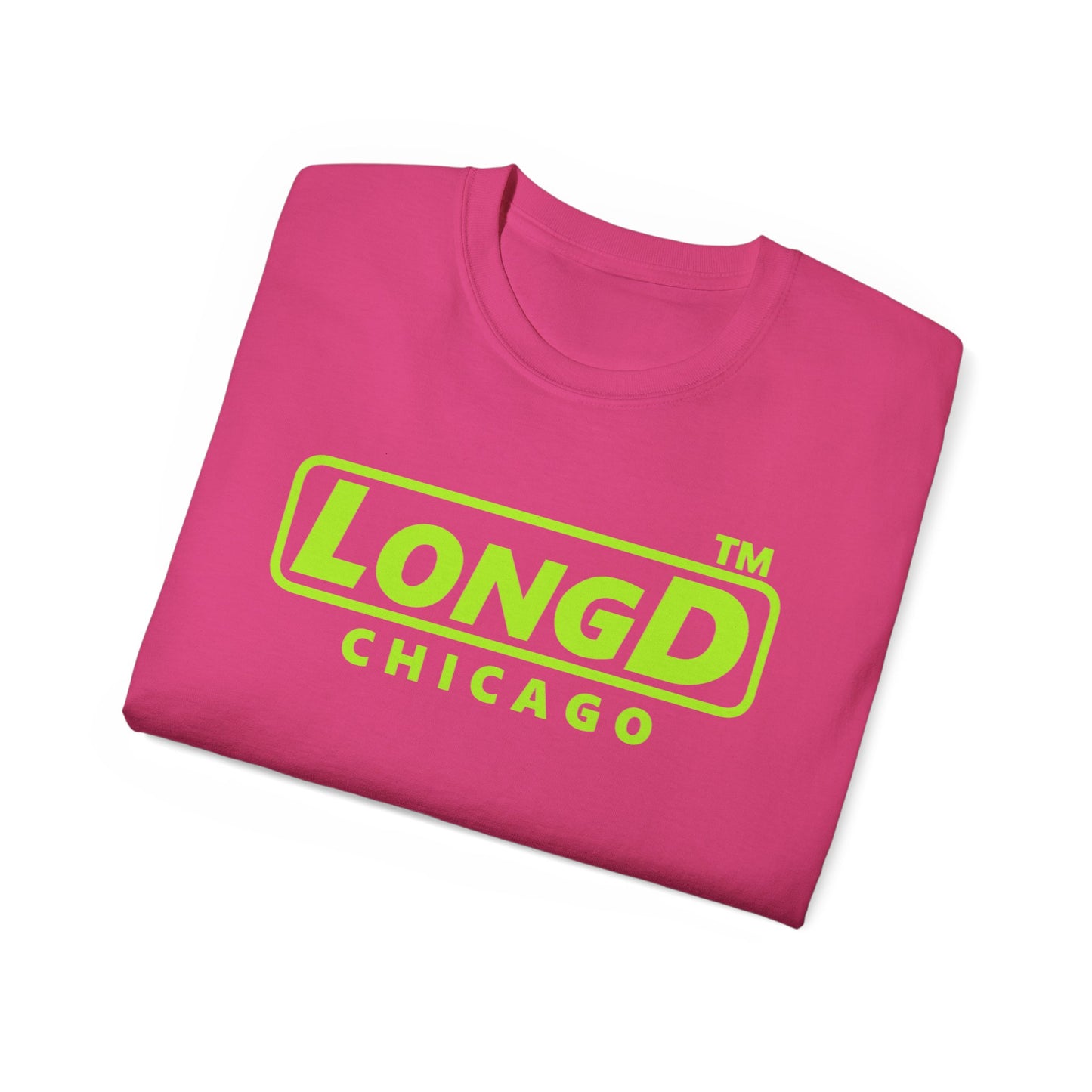 LongD® positive lime green Chicago Logo Cotton Tee