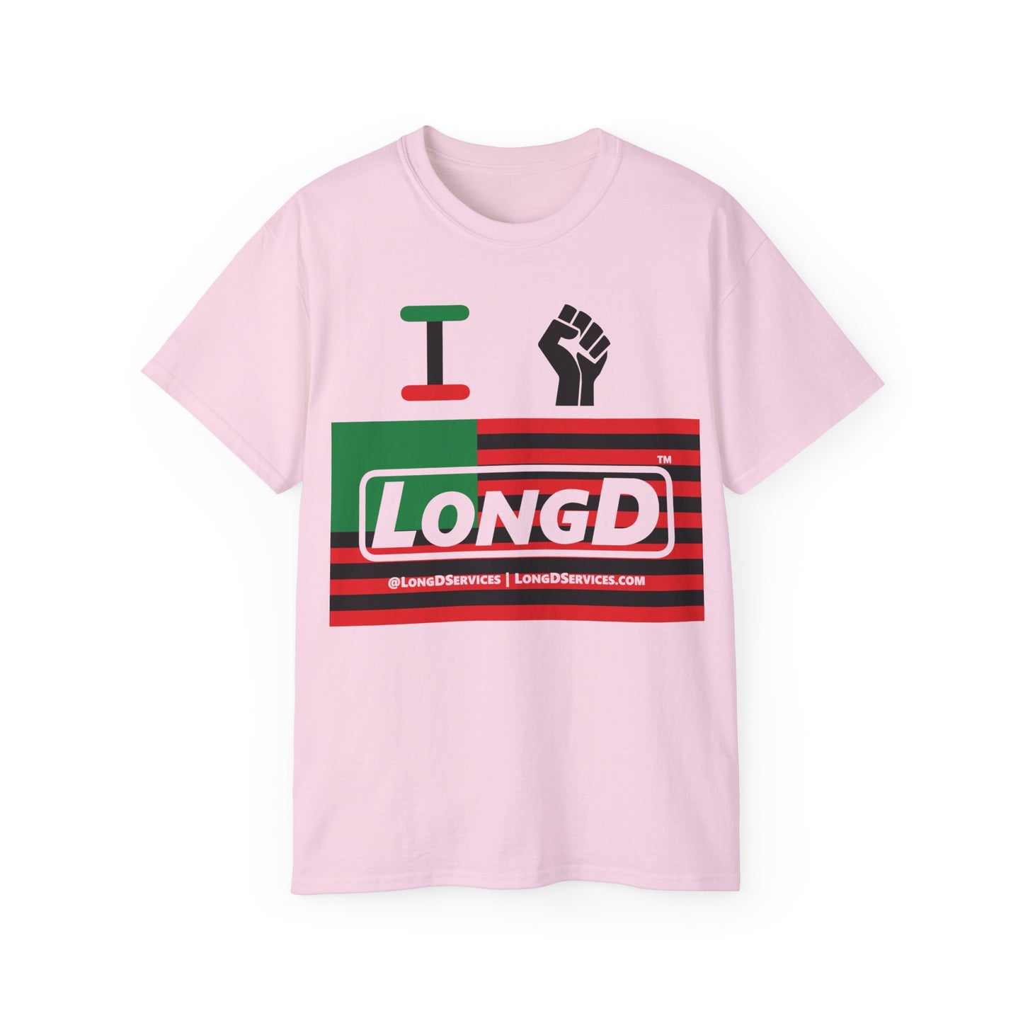 I Fist LongD® Logo Cotton Tee Juneteenth black fist negative flag