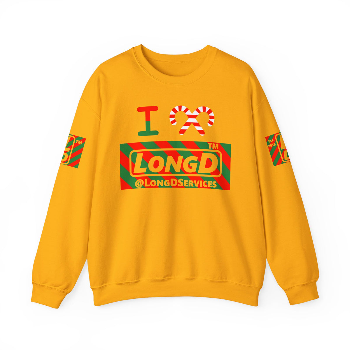 I candy cane LongD Tag negative 12-striped 4-print logo crewneck sweatshirt
