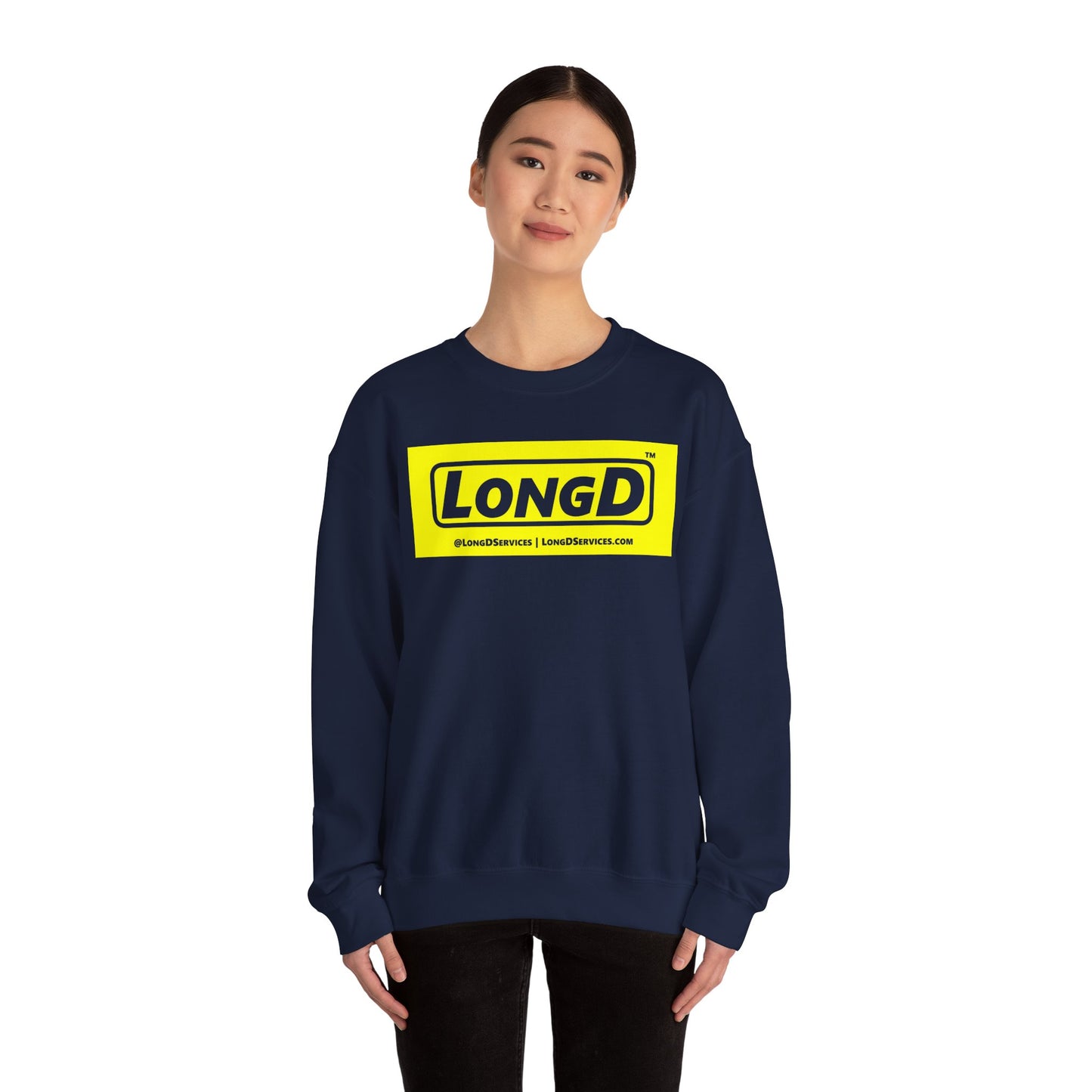 LongD negative reverse original logo crewneck sweatshirt