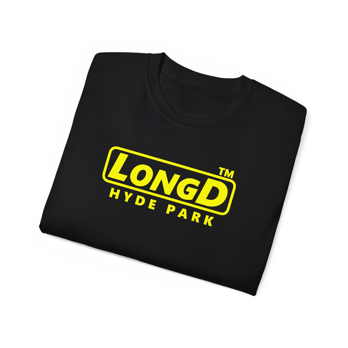 LongD Hyde Park positive alternate basic Yellow (FFFF00) logo cotton tee