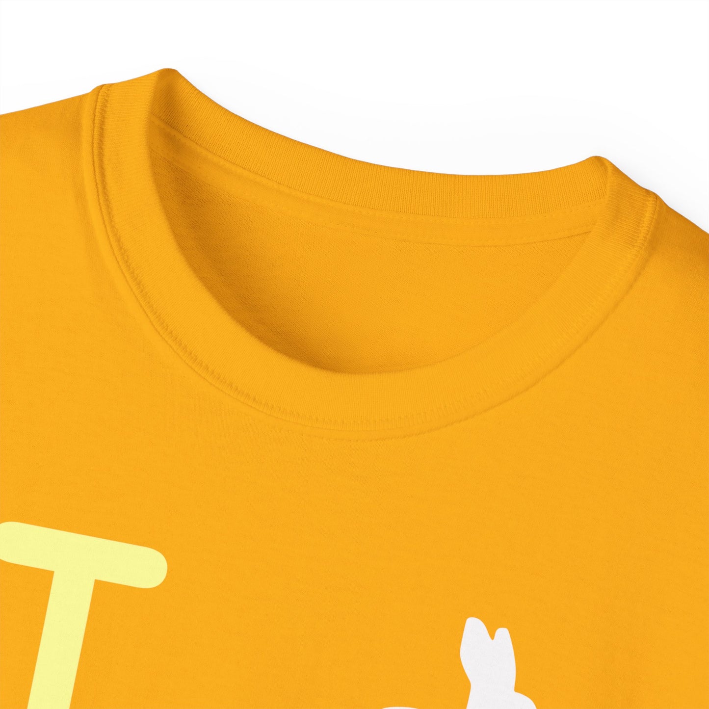 I Bunny LongD® Logo Cotton Tee Easter pastel yellow negative text (white Easter Bunny)
