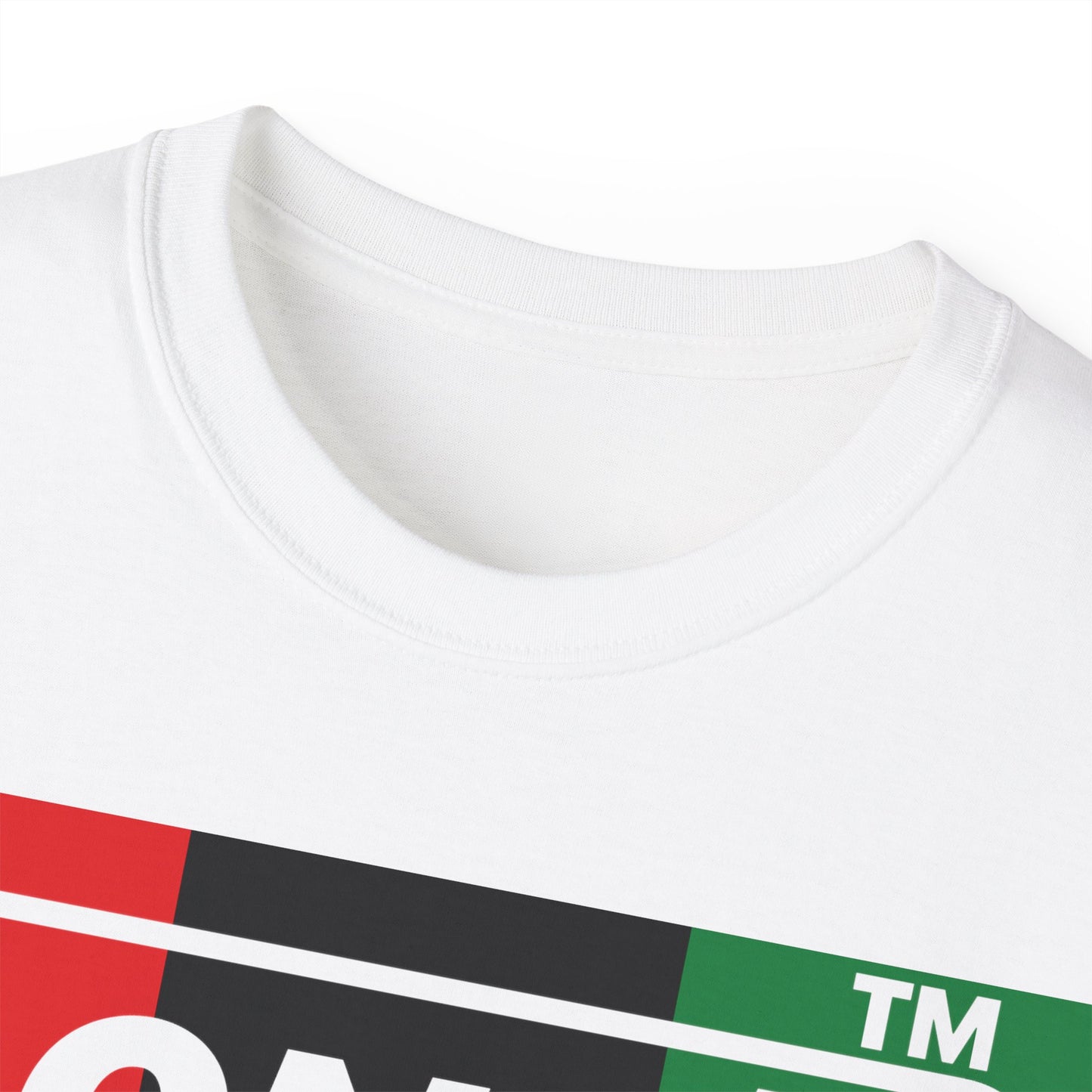 LongD negative vertical 3-striped Chicago logo cotton tee (Juneteenth colors)