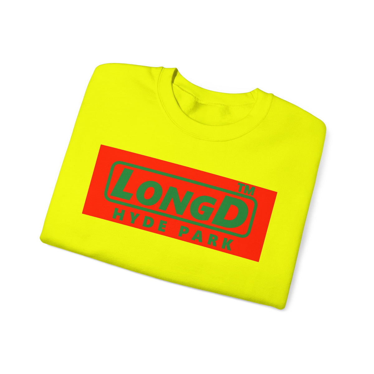 LongD Hyde Park logo positive green on negative red (Xmas colors) crewneck sweatshirt