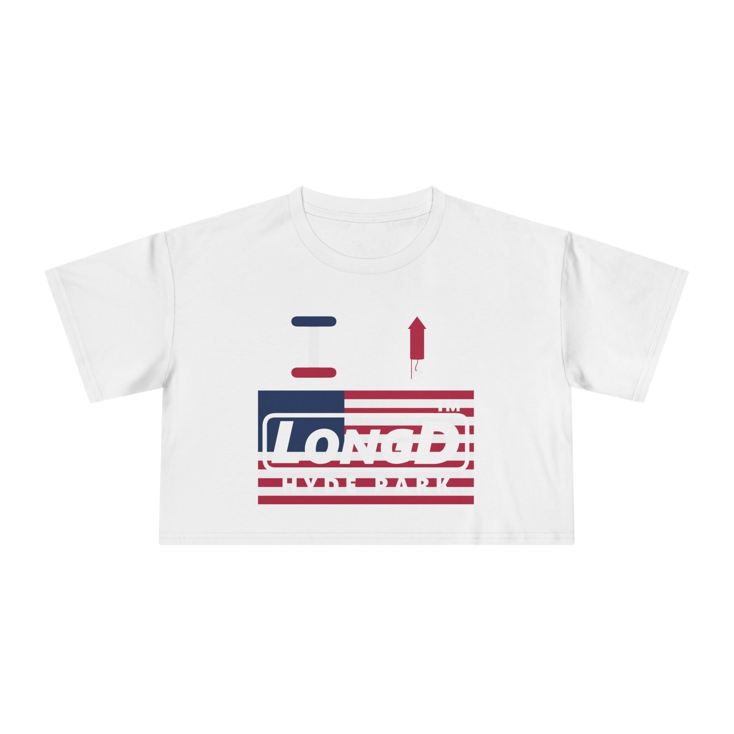 I firecracker LongD negative flag Hyde Park Logo Crop Tee (Patriotic colors)