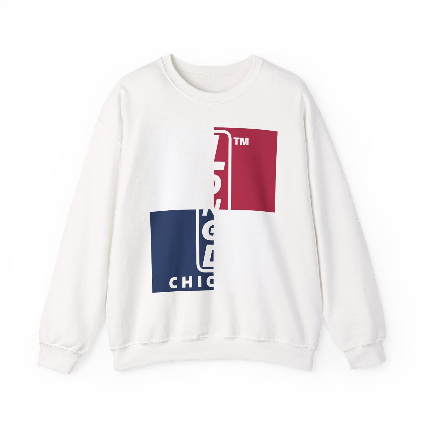 LongD negative quarters Chicago logo crewneck sweatshirt (patriotic colors)