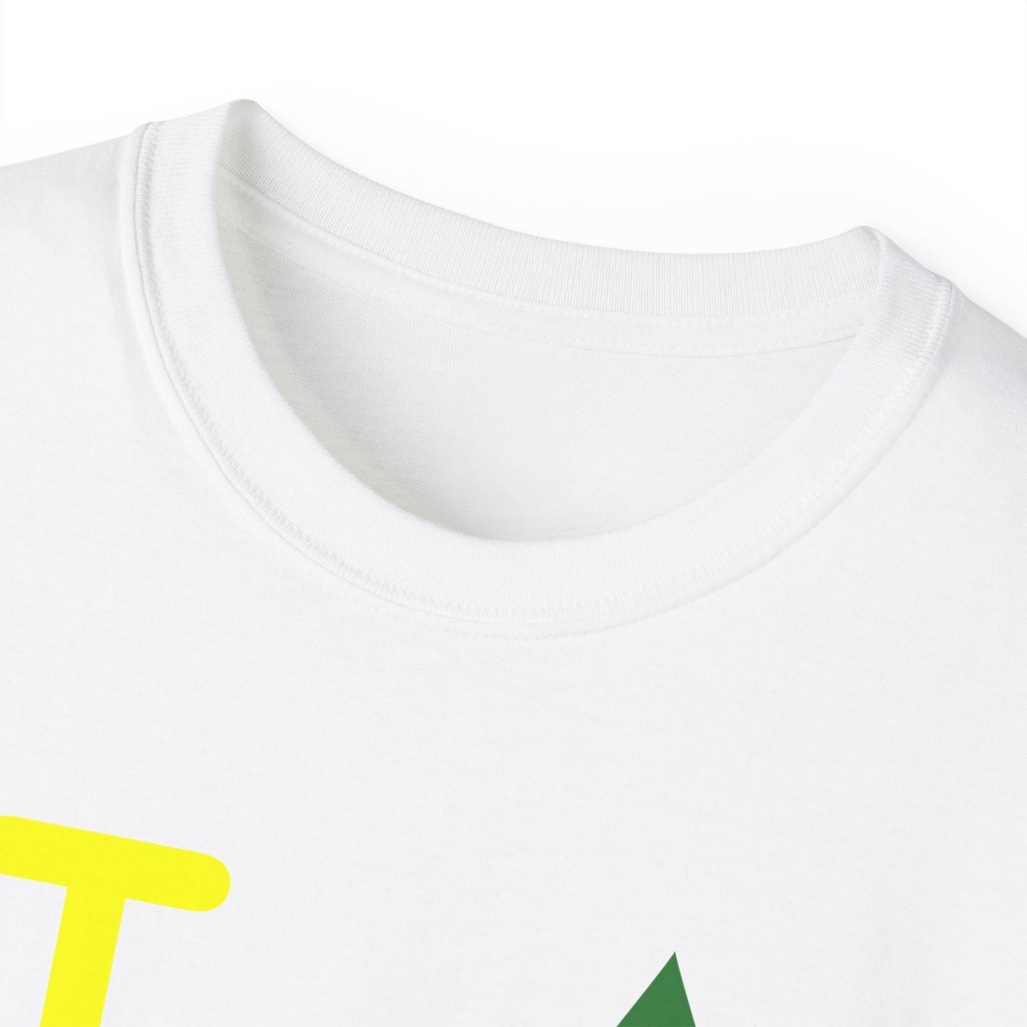 I Fleur LongD® Logo Cotton Tee (yellow text & Mardi Gras colored  fleur de lis)