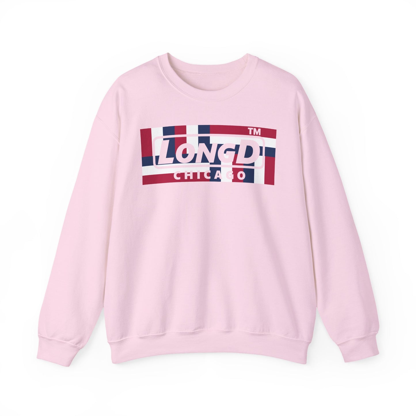 LongD negative modified windmill Chicago logo crewneck sweatshirt (patriotic colors)