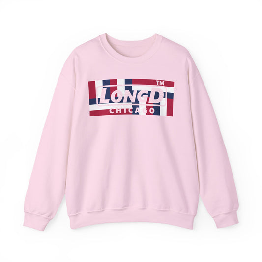 LongD negative modified windmill Chicago logo crewneck sweatshirt (patriotic colors)