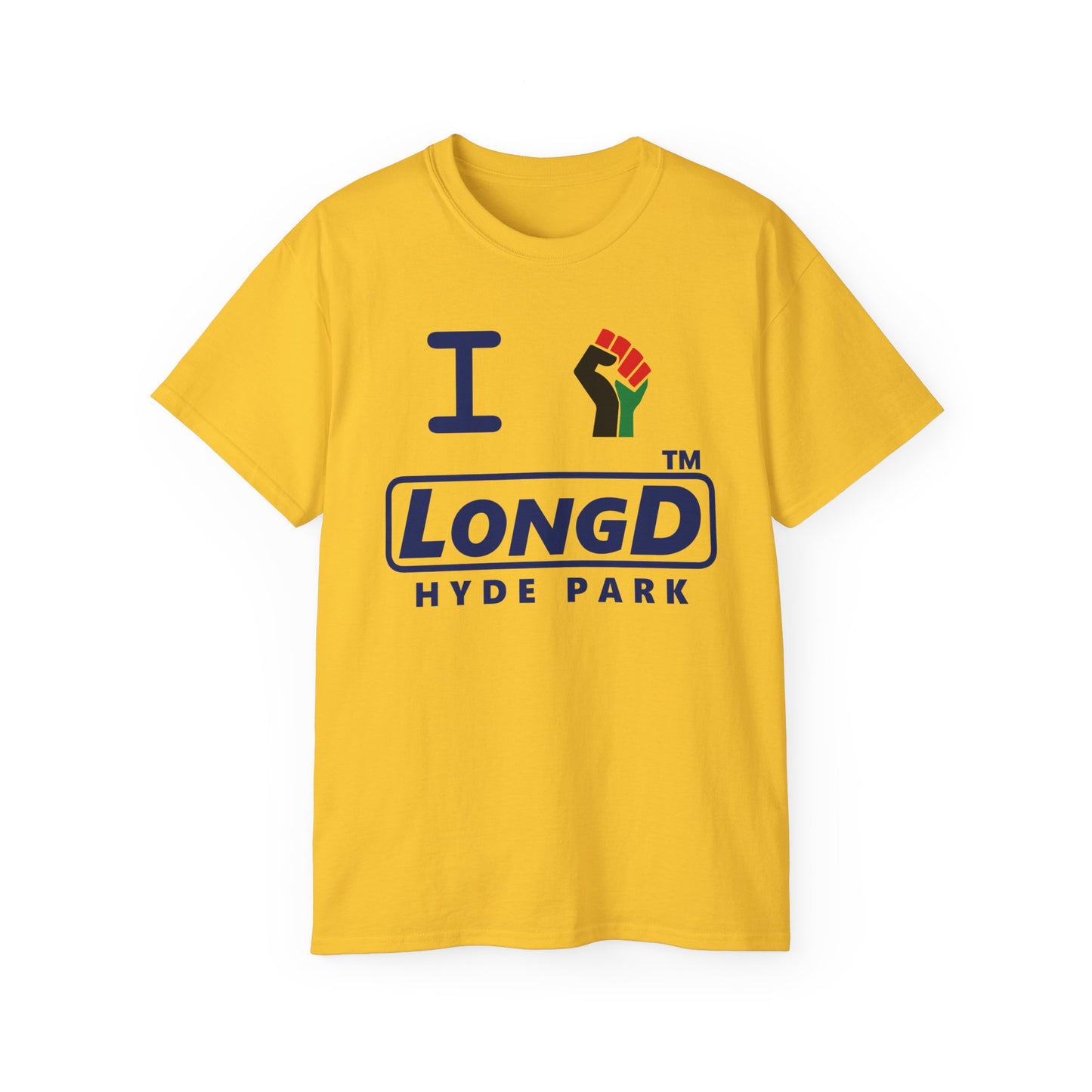I fist LongD official Hyde Park logo cotton tee with multicolored fist