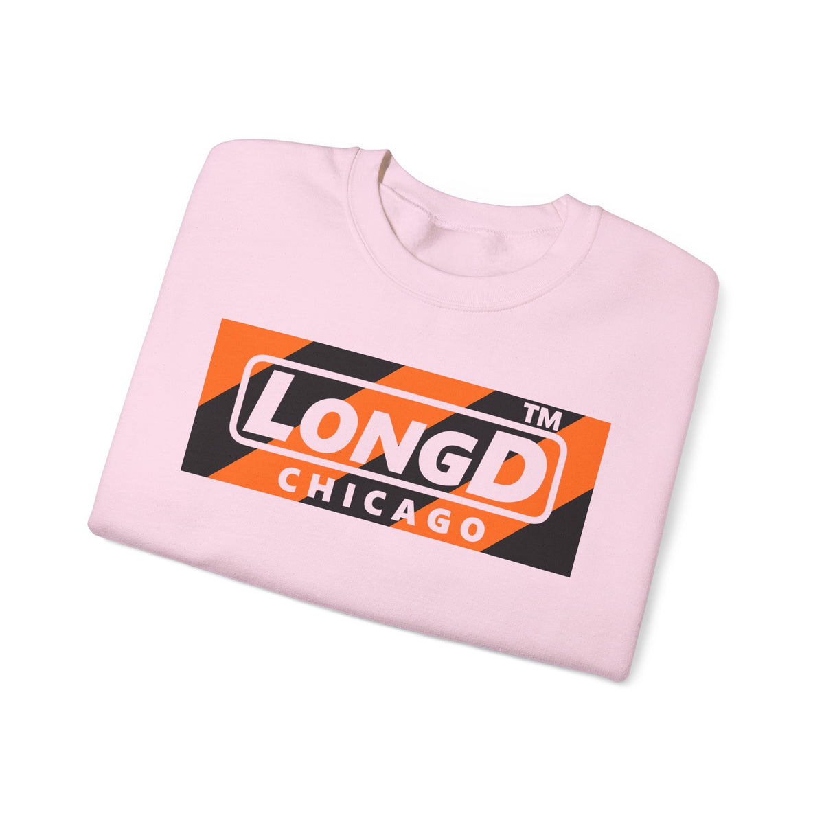 LongD Chicago negative diagonal 6-striped front-back logo (Halloween colors) crewneck sweatshirt