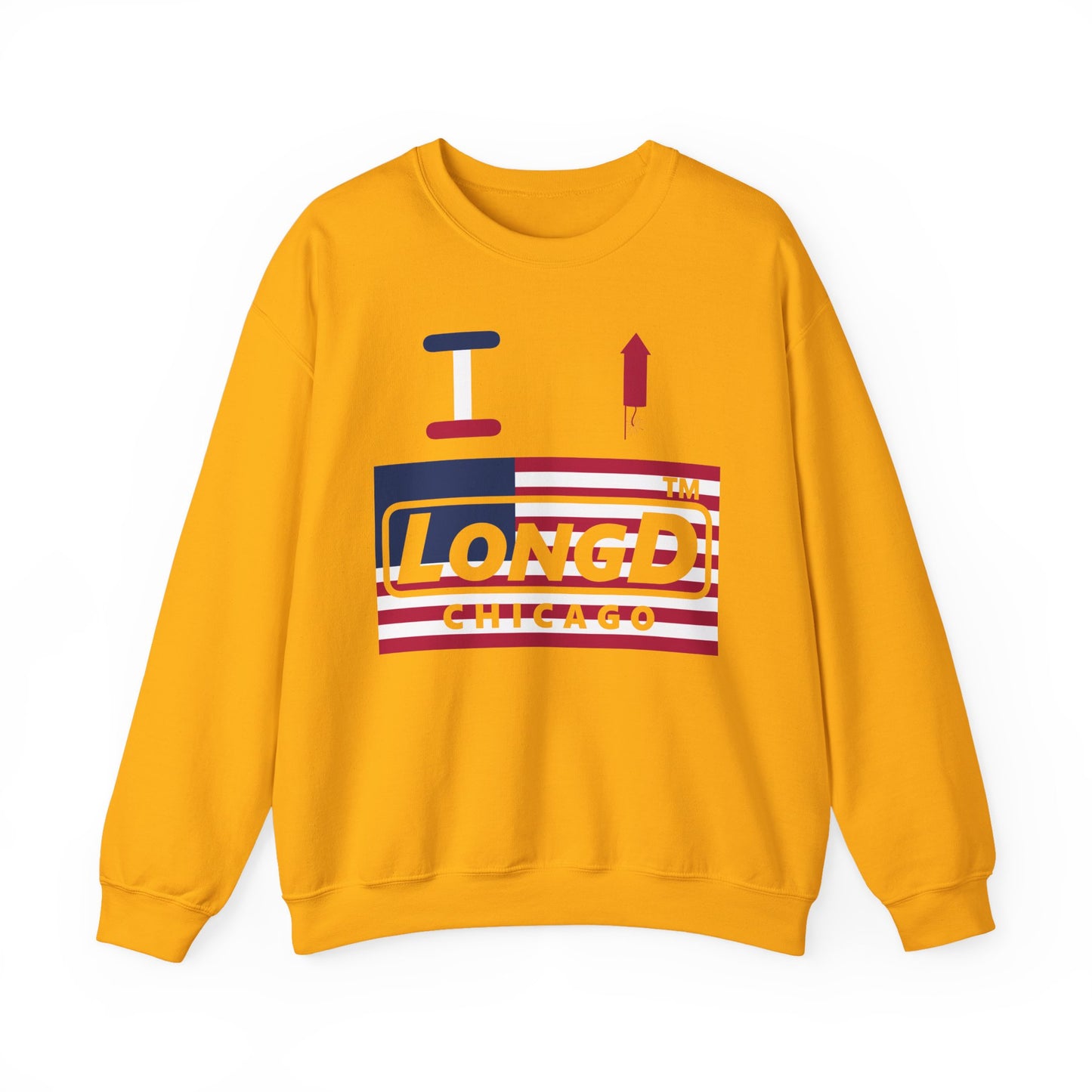 I firecracker LongD negative flag Chicago logo crewneck sweatshirt