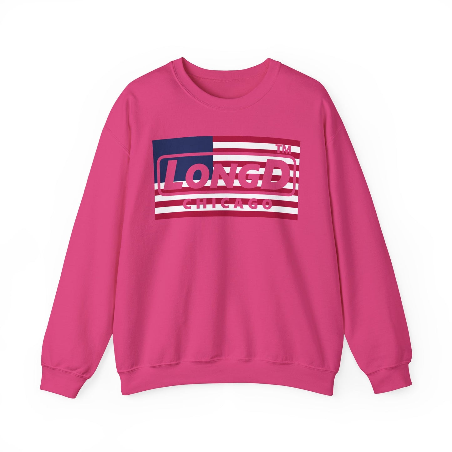 LongD negative flag Chicago logo crewneck sweatshirt (patriotic colors)