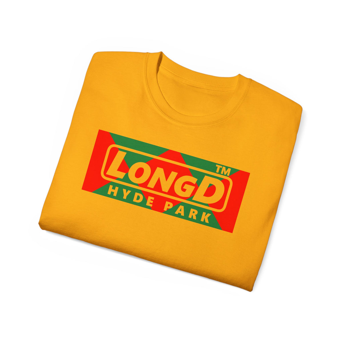 LongD Hyde Park negative big argyle logo (Xmas colors) cotton tee
