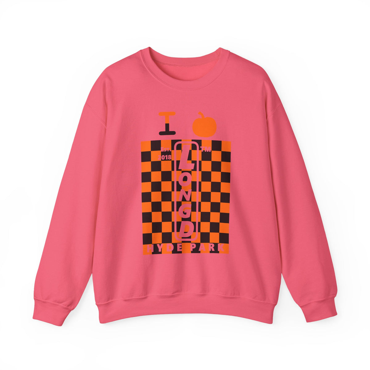 I pumpkin LongD Hyde Park negative upright checkered logo crewneck sweatshirt