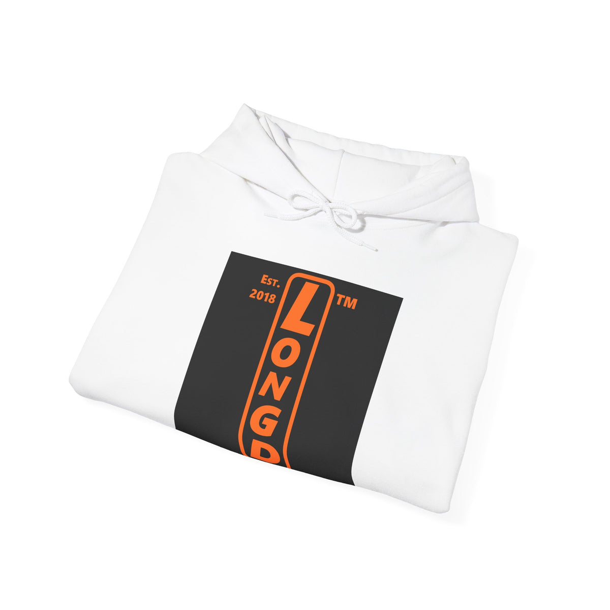 LongD Chicago upright logo orange (FE7518) on Black (000000) (Halloween colors) hoodie