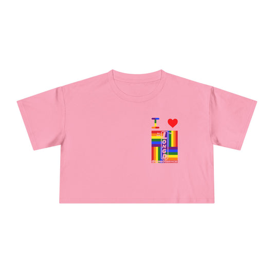 I Luv LongD Negative windmill upright single-breasted tag logo crop tee (Pride colors)
