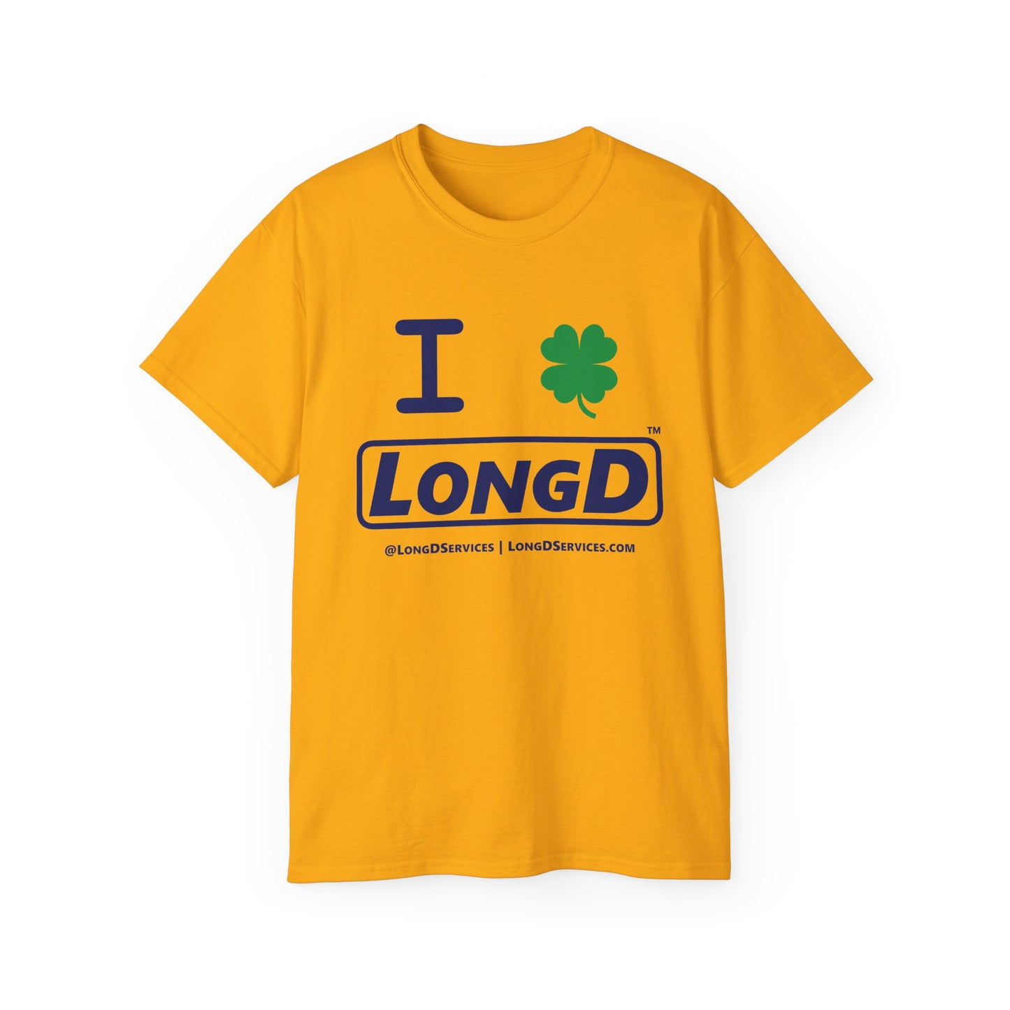 I Clover LongD® Logo Cotton Tee (St. Patrick's Day -Navy with 4-leaf clover)