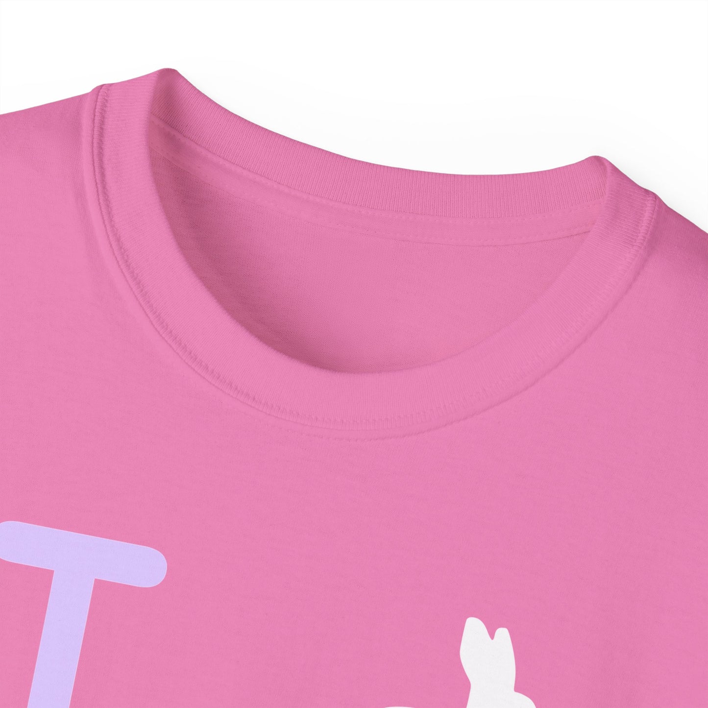 I Bunny LongD® Logo Cotton Tee Easter pastel purple negative text (white Easter Bunny)