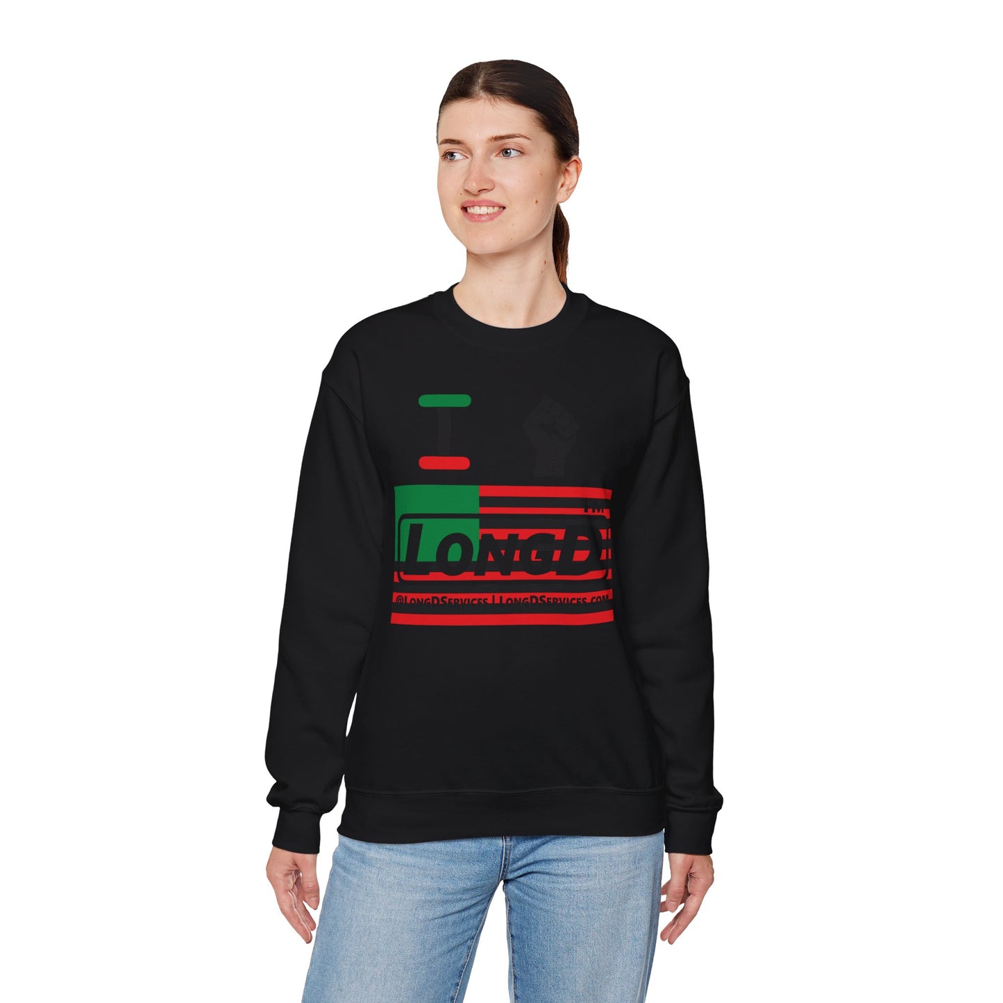 I fist LongD negative flag tag-domain logo crewneck sweatshirt