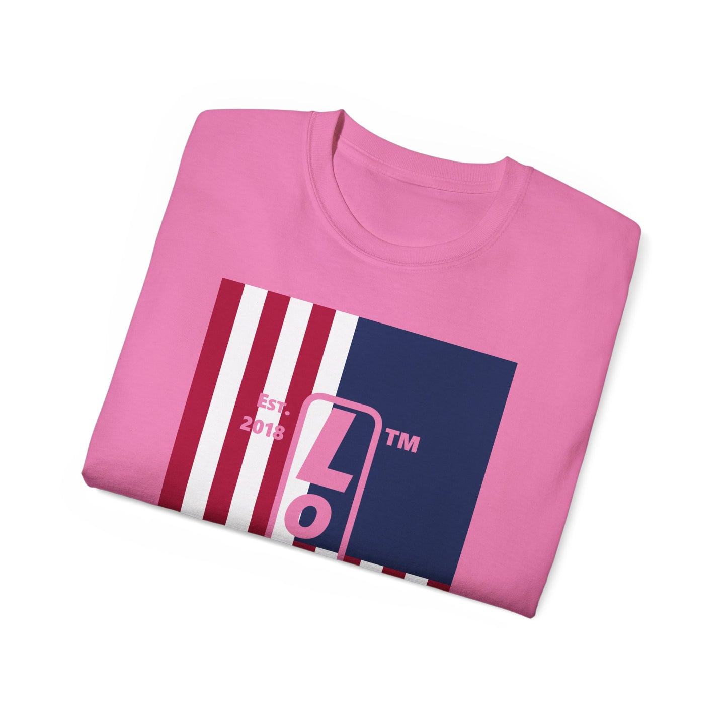 LongD cotton tee negative cropped flag Hyde Park upright logo (Patriotic colors)