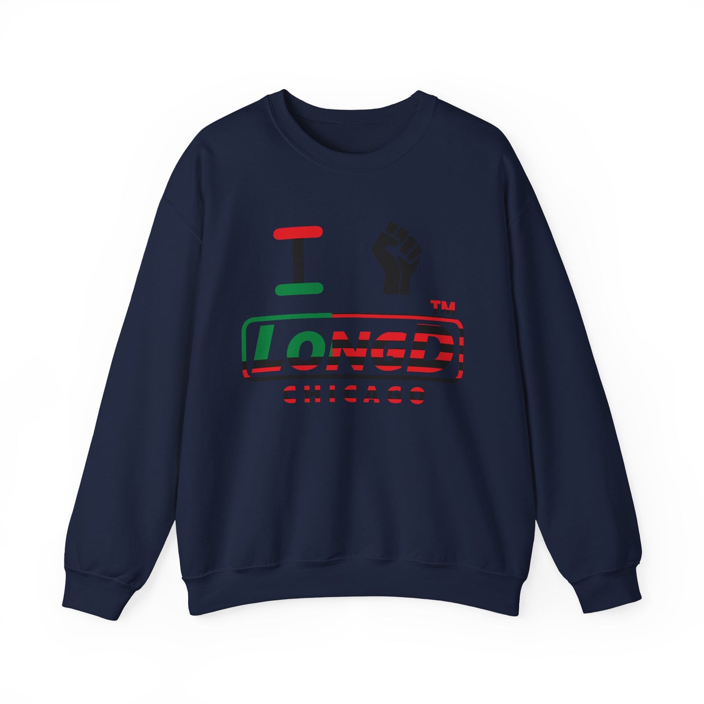 I fist LongD positive flag Chicago logo crewneck sweatshirt