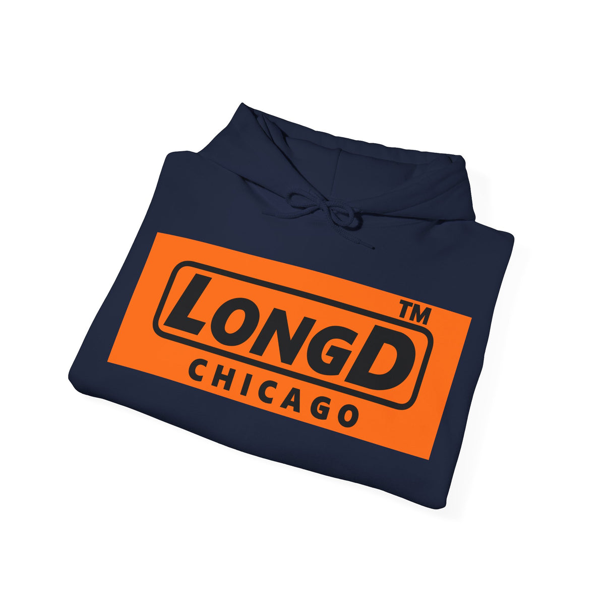 LongD Chicago logo Black (000000) on orange (FE7518) (Halloween colors) hoodie