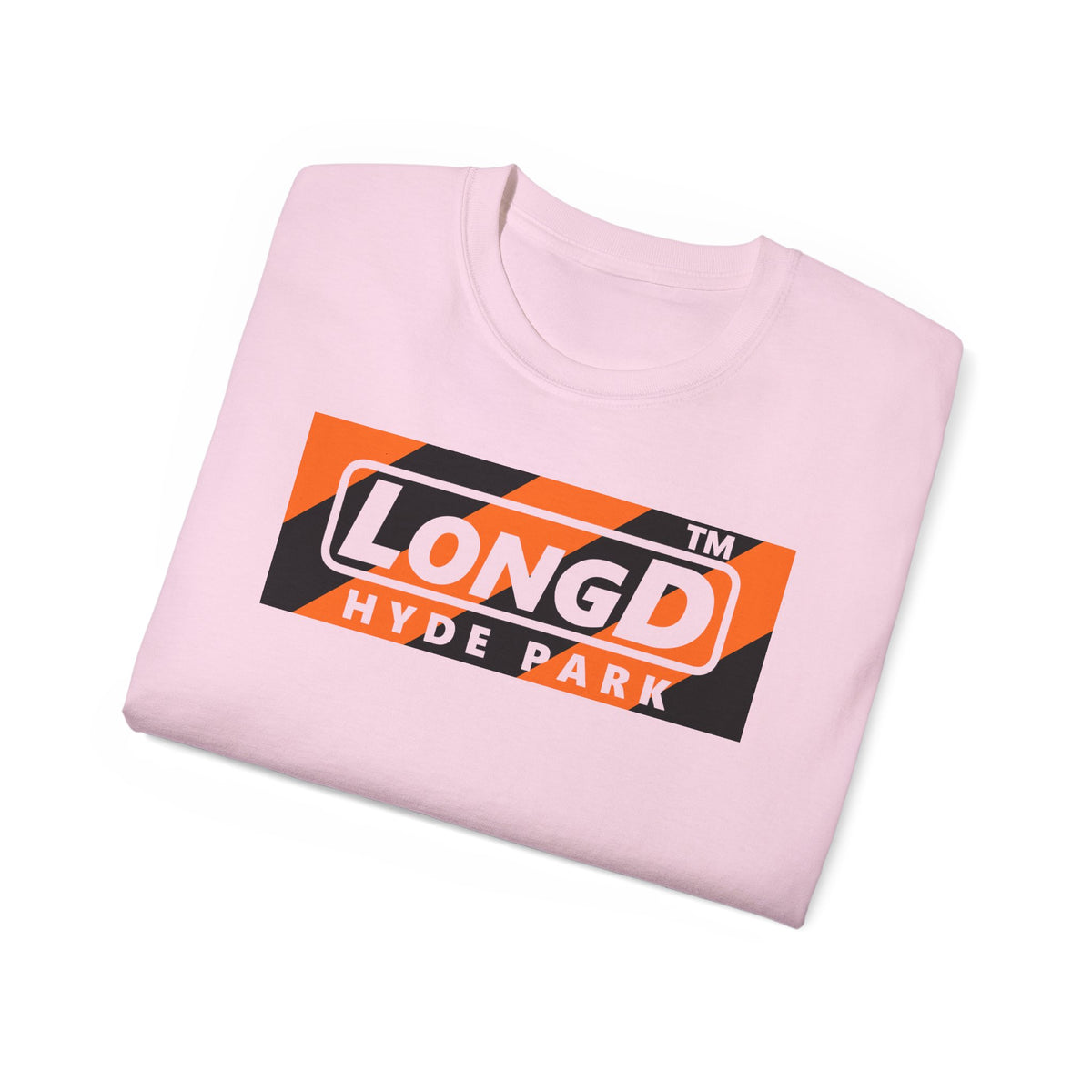 LongD Hyde Park negative diagonal 6-striped front-back logo (Halloween colors) cotton tee