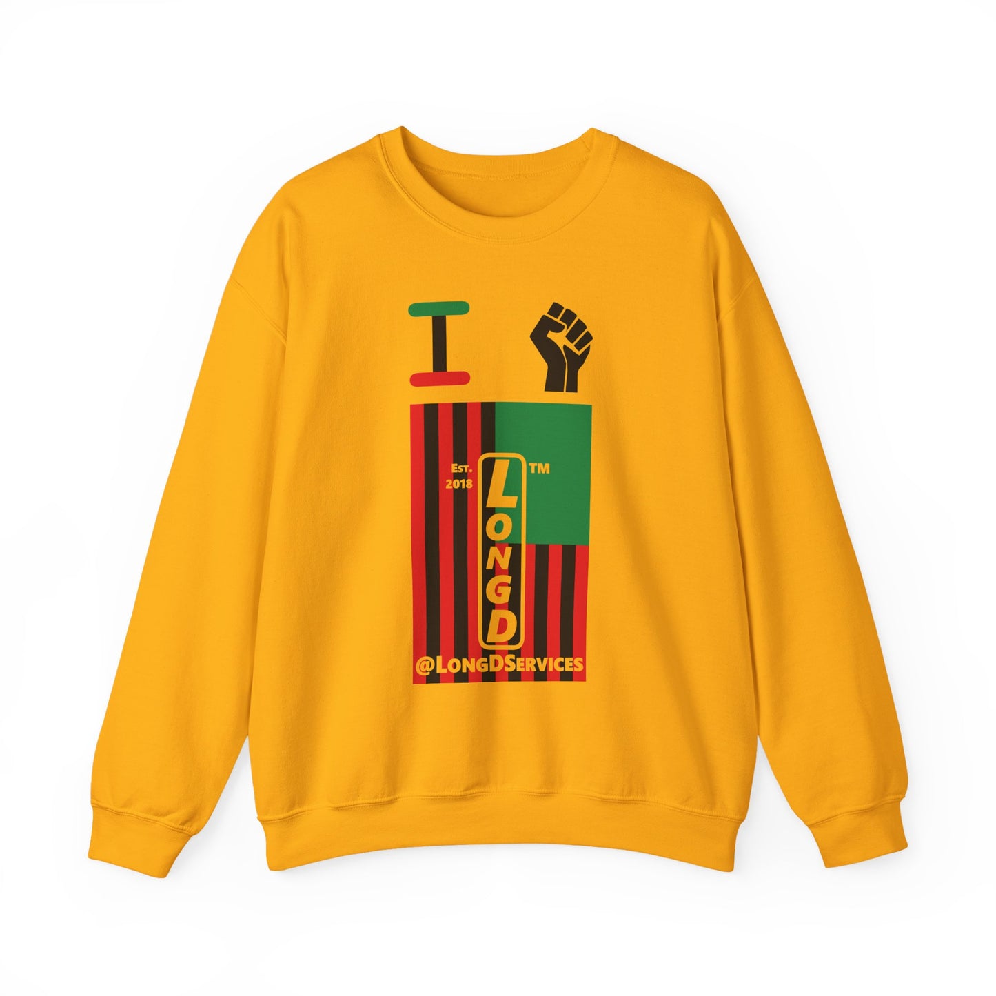 I Fist LongD negative flag tag upright logo crewneck sweatshirt