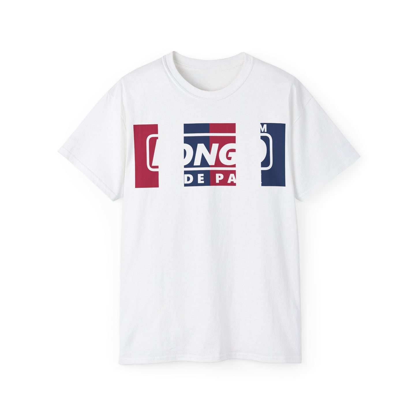LongD negative vertical 6-striped Hyde Park logo cotton tee (patriotic colors)