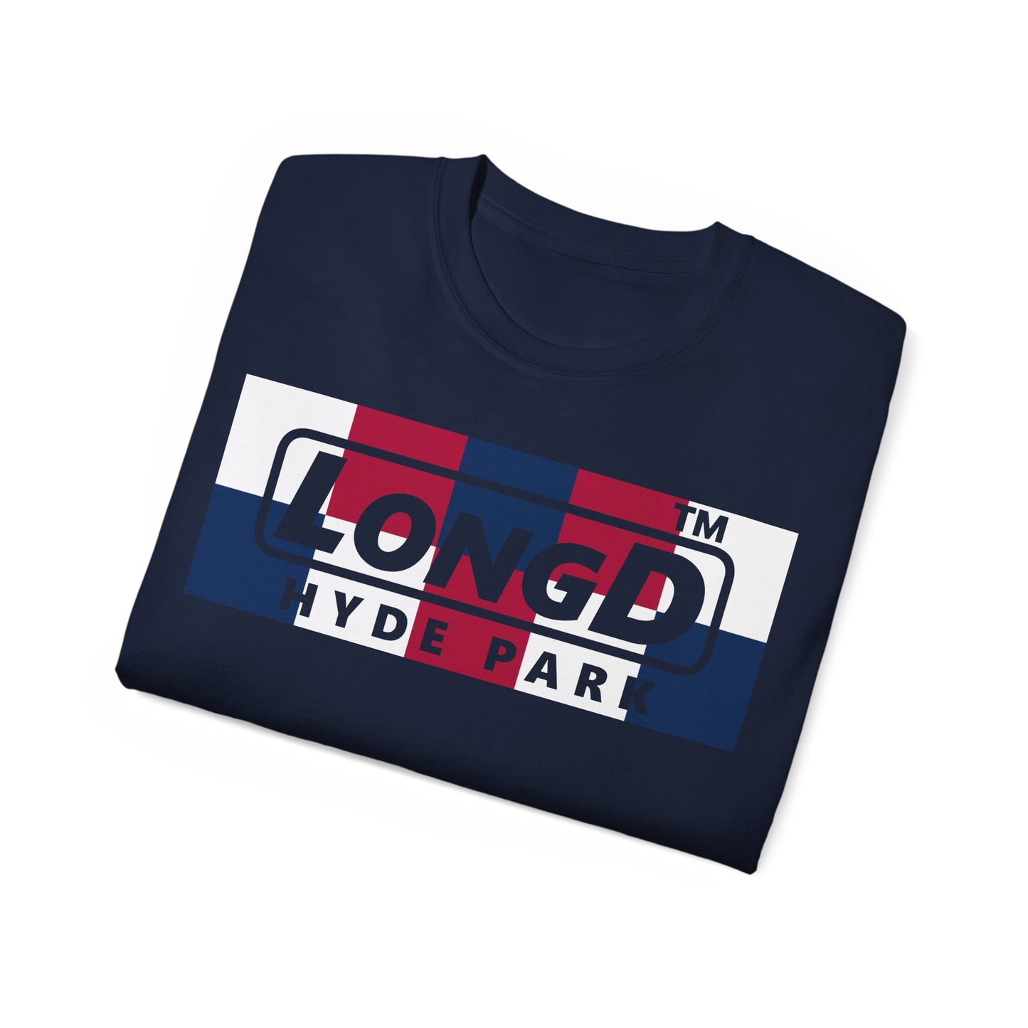 LongD negative 2x5 Hyde Park logo cotton tee (patriotic colors)