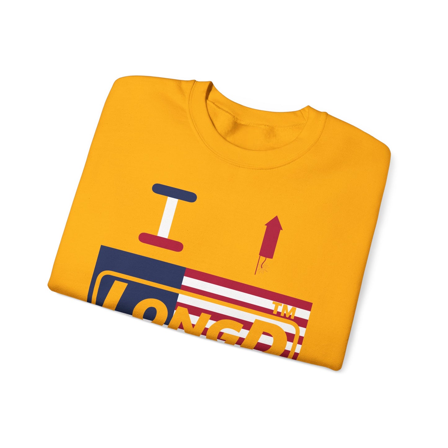 I firecracker LongD negative flag front-back Hyde Park logo crewneck sweatshirt