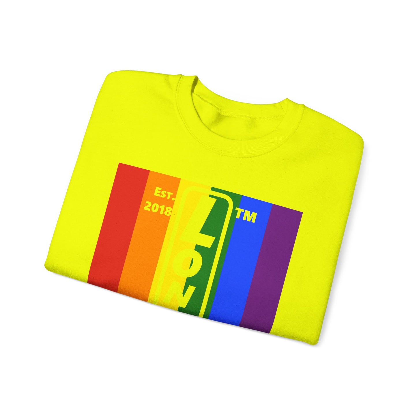 LongD negative cropped flag Hyde Park upright logo crewneck sweatshirt (Pride colors)