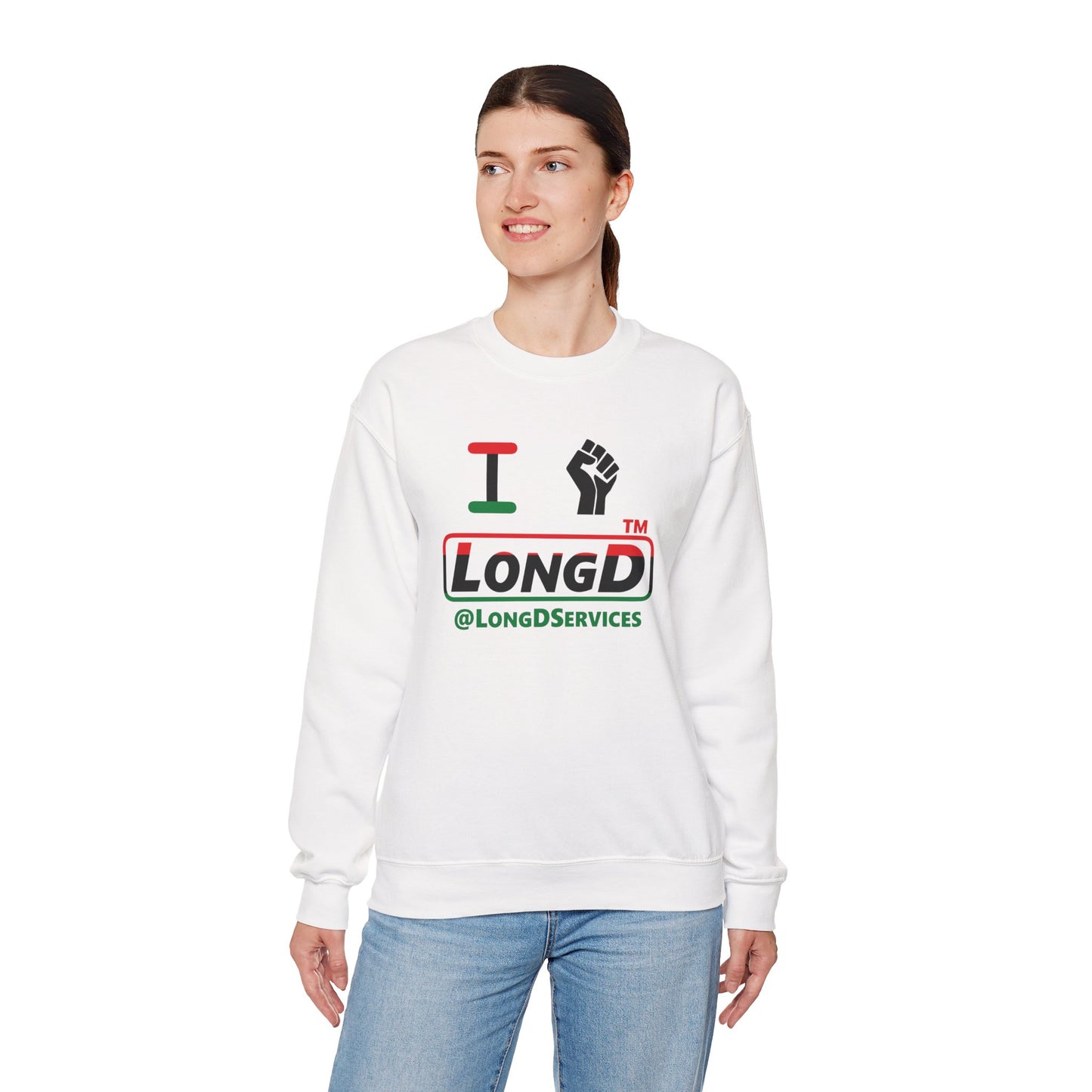 I fist LongD positive horizontal 3-striped tag logo crewneck sweatshirt