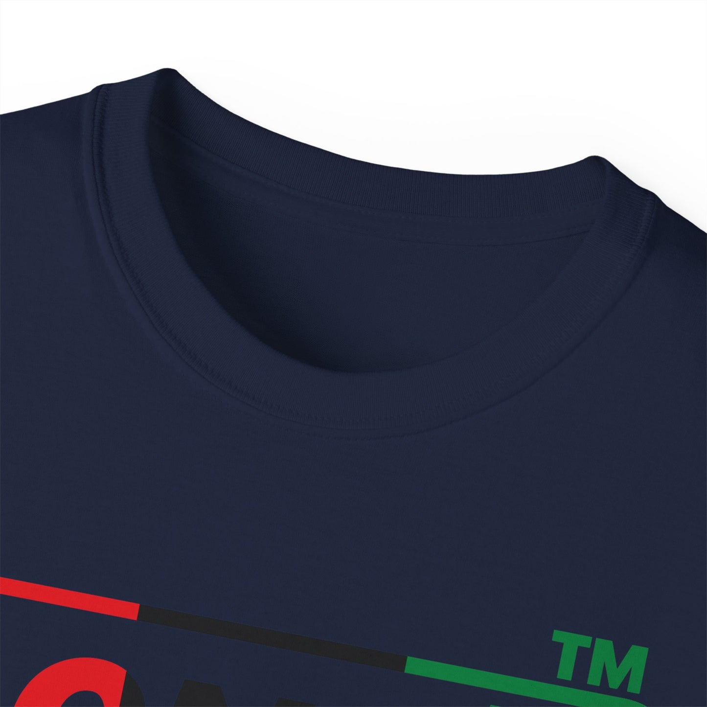 LongD positive vertical 3-striped Chicago logo cotton tee (Juneteenth colors)
