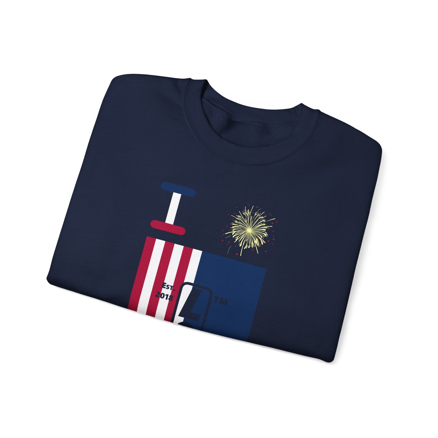 I Burst LongD negative cropped flag tag upright logo crewneck sweatshirt