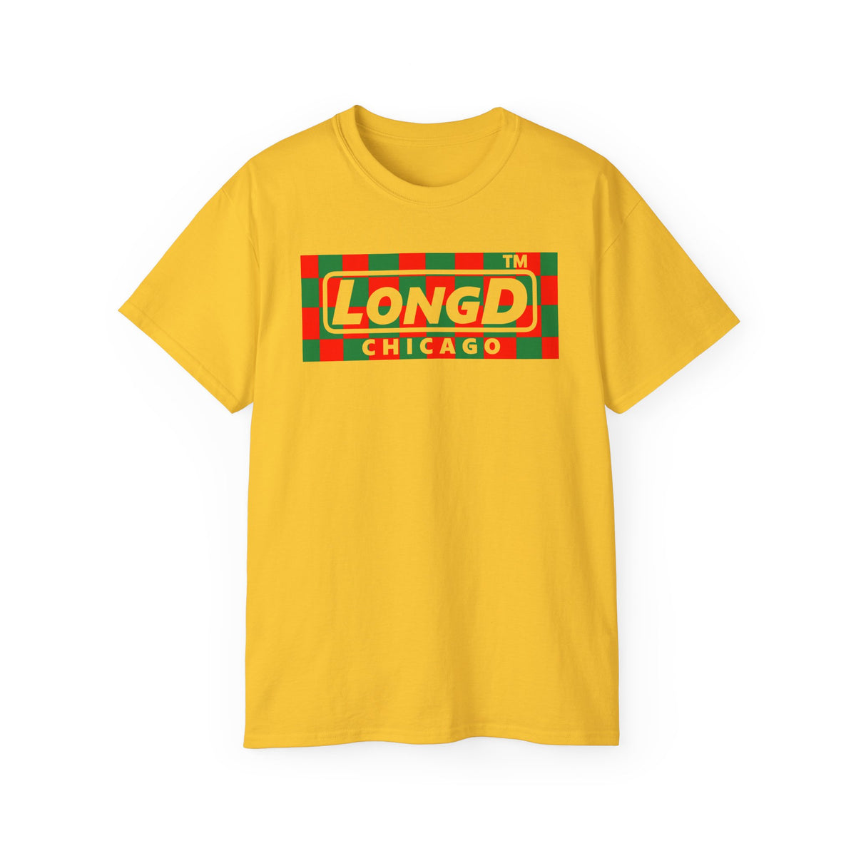 LongD Chicago negative checkered logo (Xmas colors) cotton tee