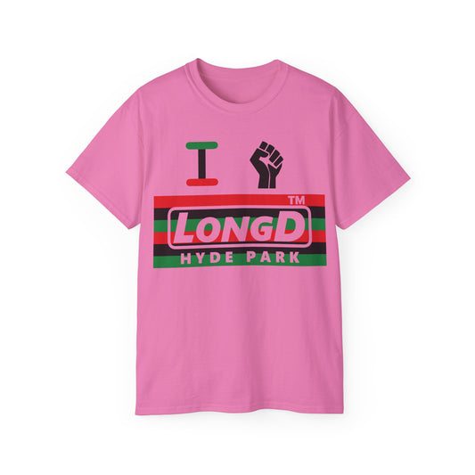 I fist LongD negative horizontal 6-striped Hyde Park logo cotton tee