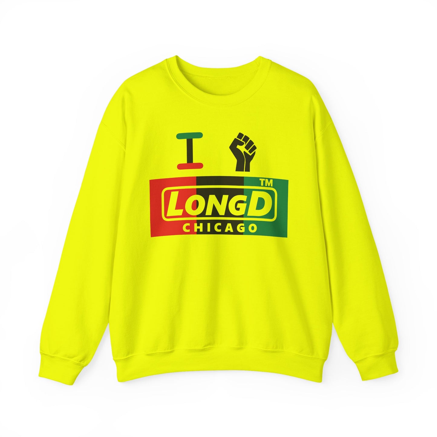 I fist LongD negative vertical 3-striped Chicago logo crewneck sweatshirt