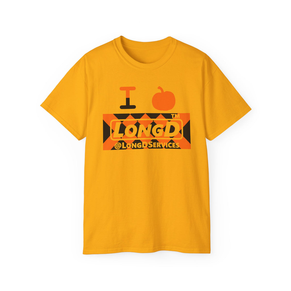 I pumpkin LongD Tag negative stylized argyle logo cotton tee