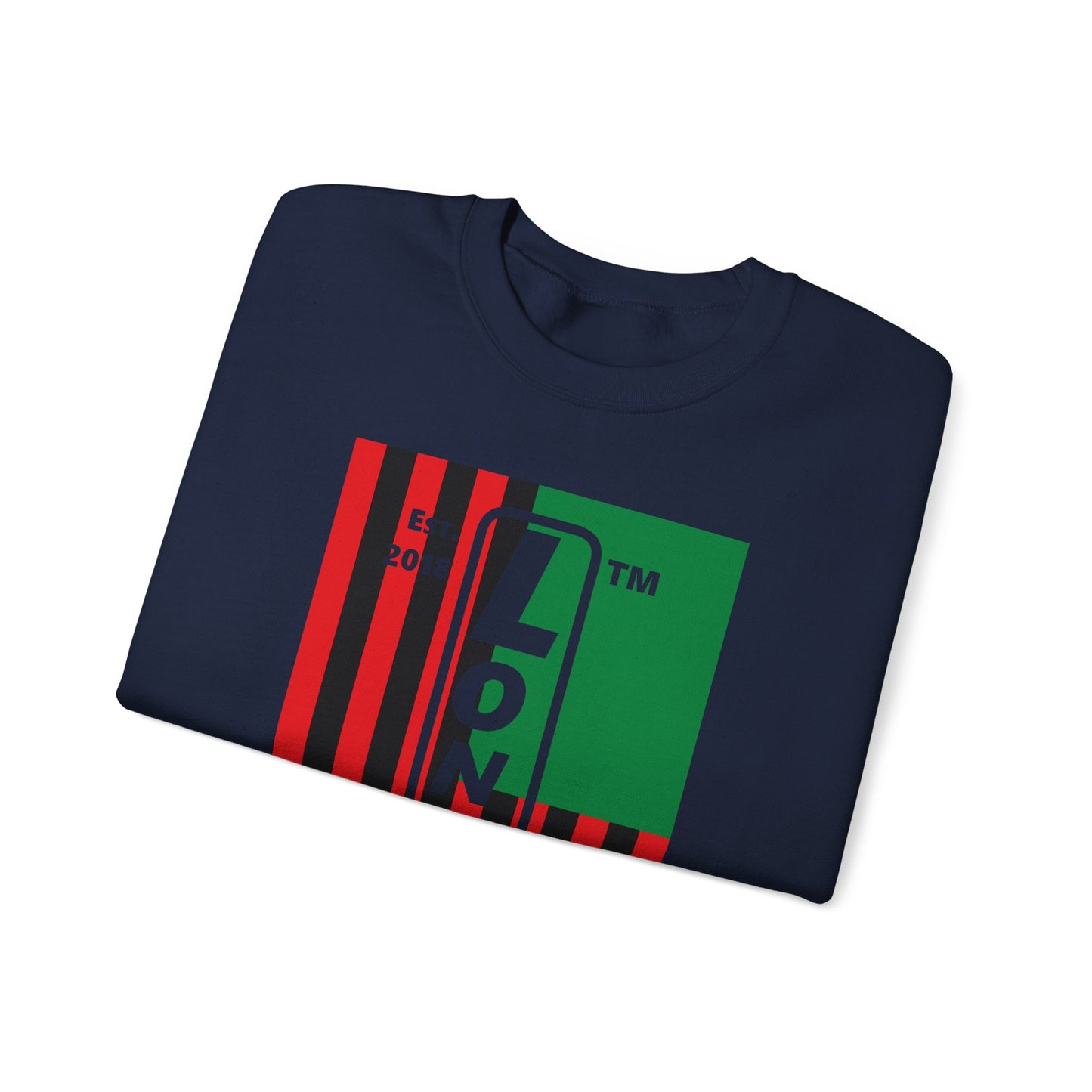 LongD negative cropped flag Chicago upright logo crewneck sweatshirt (Juneteenth colors)