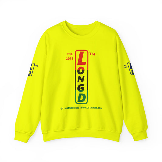 LongD positive horizontal 3-striped tag-domain 4-print upright logo crewneck sweatshirt (Juneteenth colors)