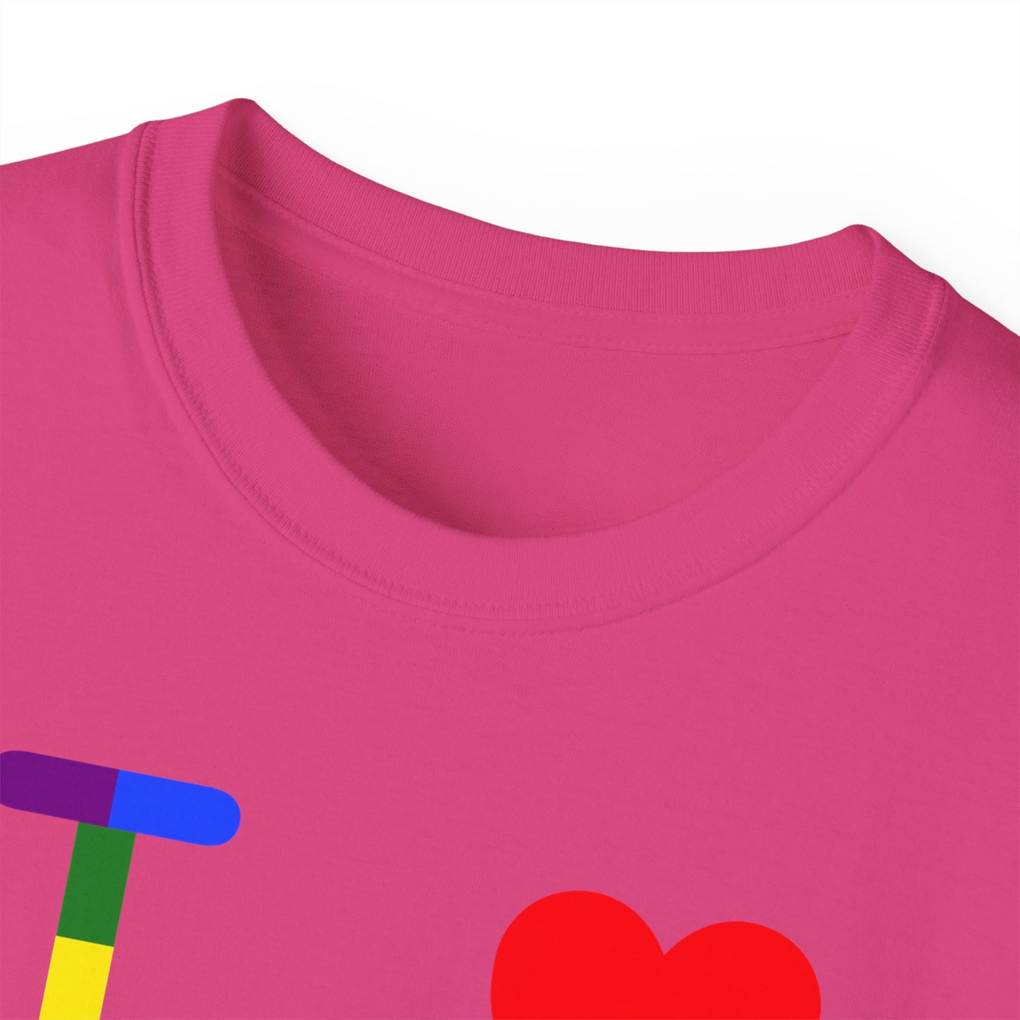I Luv LongD® Logo Cotton Tee Pride striped negative text