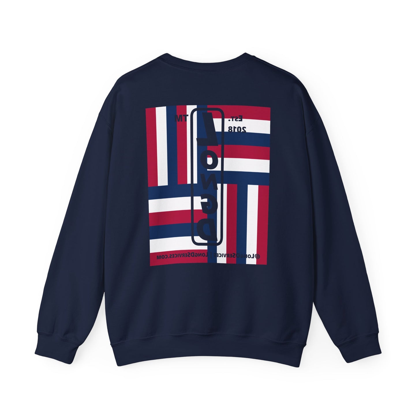 I Burst LongD negative windmill tag-domain upright front-back logo crewneck sweatshirt