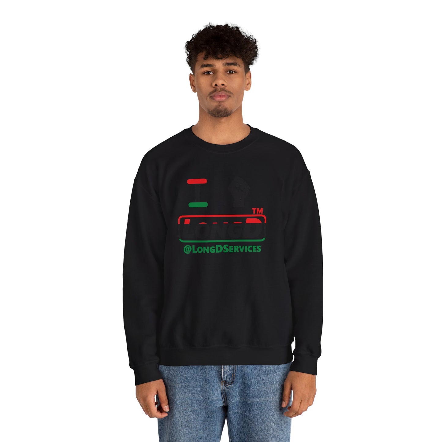 I fist LongD positive horizontal 3-striped tag logo crewneck sweatshirt