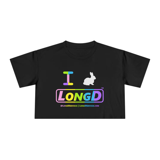 I Bunny LongD positive vertical striped tag-domain Logo Crop Tee