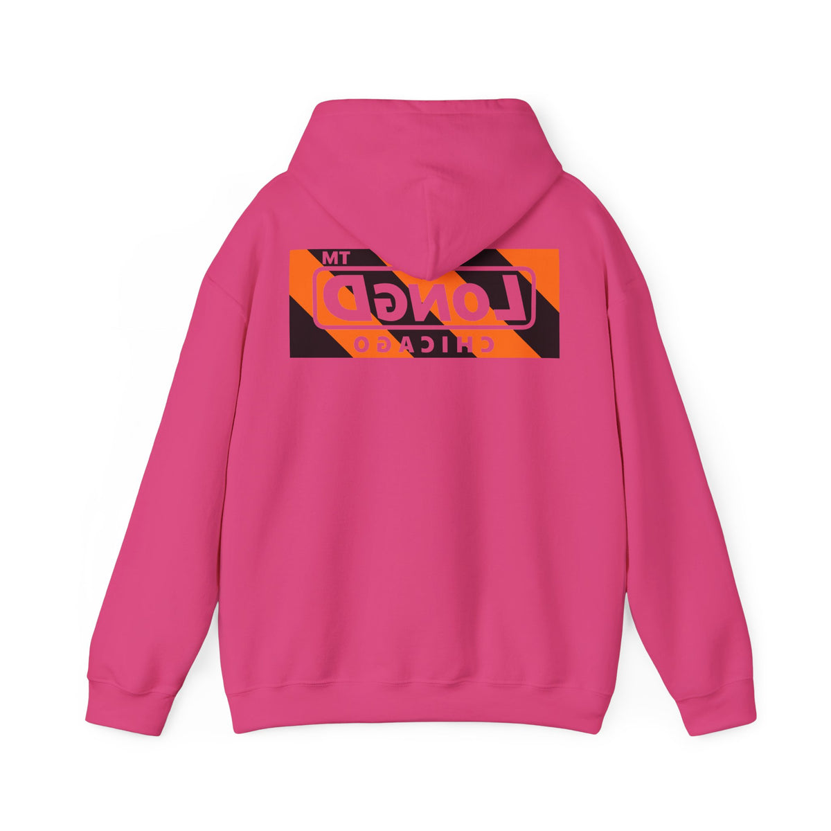 LongD Chicago negative diagonal 6-striped front-back logo (Halloween colors) hoodie